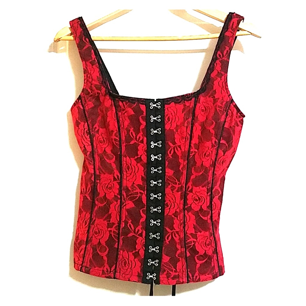 Red & Black Lace Corset